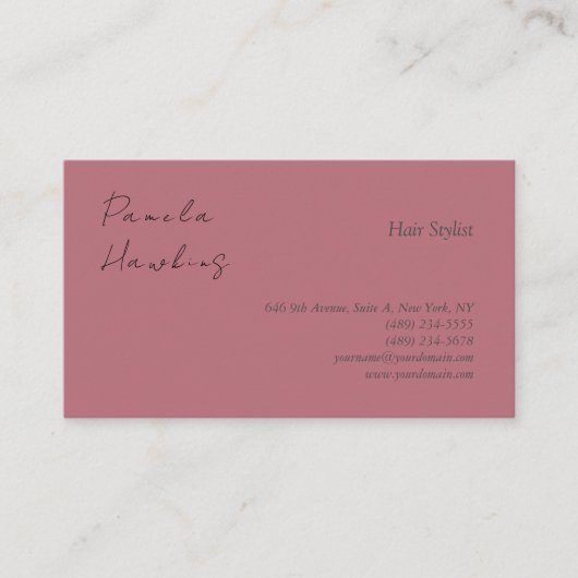 Carte De Visite Coiffeuse professionnelle couleur or rose clair (Devant)