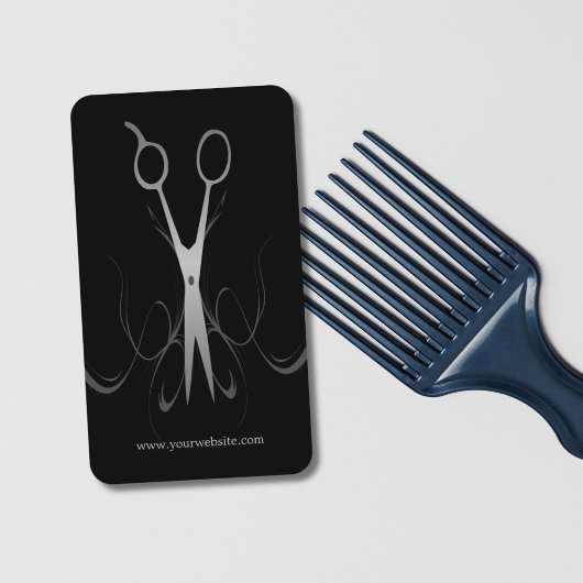 Carte De Visite Coiffeuse professionnelle élégante en noir et arge