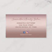 Carte De Visite Coiffeuse professionnelle Gold Rose Gold Beauté (Dos)