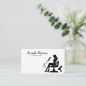 Carte De Visite Coiffeuse professionnelle noire et blanche pour fe (Debout devant)