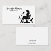 Carte De Visite Coiffeuse professionnelle noire et blanche pour fe (Devant / Derrière)