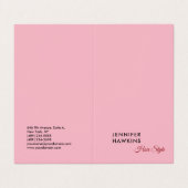 Carte De Visite Coiffeuse professionnelle sobre rose feminine (Extérieur déplié)