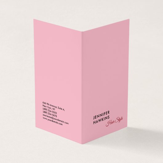 Carte De Visite Coiffeuse professionnelle sobre rose feminine (Extérieur)