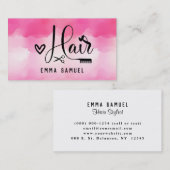 Carte De Visite Coiffeuse rose chaud minimaliste (Devant / Derrière)