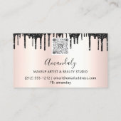 Carte De Visite Coiffeuse Rose ciseaux d'or QRCode (Dos)