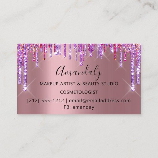 Carte De Visite Coiffeuse Rose Ciseaux violet  ciseaux Drift (Dos)