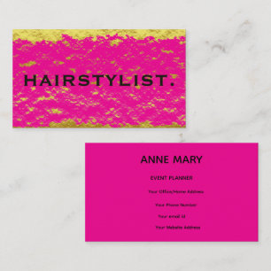 Carte De Visite Coiffeuse Rose Doré Noir Abstrait Rustique