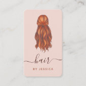 Carte De Visite Coiffeuse rousse à cheveux Logo et médias sociaux (Devant)