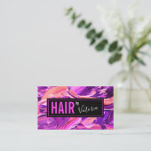 Carte De Visite Coiffeuse Salon Moderne Abstrait Neon Rose Chic (Debout devant)