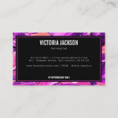Carte De Visite Coiffeuse Salon Moderne Abstrait Neon Rose Chic (Dos)