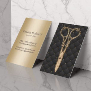 Carte De Visite Coiffeuse Styliste Antique Gold Scissor Luxe Salon