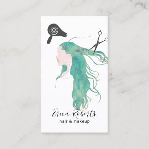 Carte De Visite Coiffeuse Styliste Aquarelle Beauté Fille Coiffeus