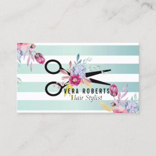 Carte De Visite Coiffeuse Styliste Gold ciseau & Beauté Salon flor