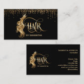 Carte De Visite Coiffeuse styliste moderne typographie or extensio (Devant / Derrière)
