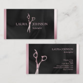 Carte De Visite Coiffeuse Styliste Parties scintillant rose ciseau (Devant / Derrière)