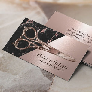 Carte De Visite Coiffeuse Styliste Rose chic Gold Marble Beauté Sa