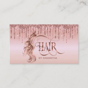 Carte De Visite Coiffeuse styliste rose or typographie extension c