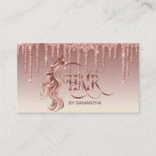 Carte De Visite Coiffeuse styliste rose or typographie extension c