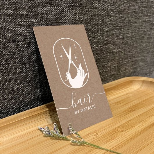 Carte De Visite Coiffeuse Stylo Cisailleur Logo Main Logo Rustique