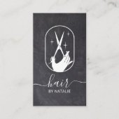 Carte De Visite Coiffeuse Stylo Ciseau Logo de la main Chalk Coiff (Devant)