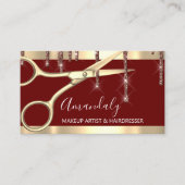 Carte De Visite Coiffeuse Stylo Coiffeuse Ciseaux d'or Bourgogne (Devant)