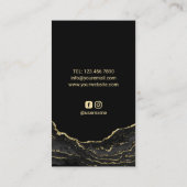 Carte De Visite Coiffeuse Stylo moderne Noir Or Marbre Coiffeur (Dos)