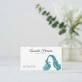 Carte De Visite Coiffeuse Turquoise et blanche élégante (Debout devant)