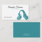 Carte De Visite Coiffeuse Turquoise et blanche élégante (Devant / Derrière)