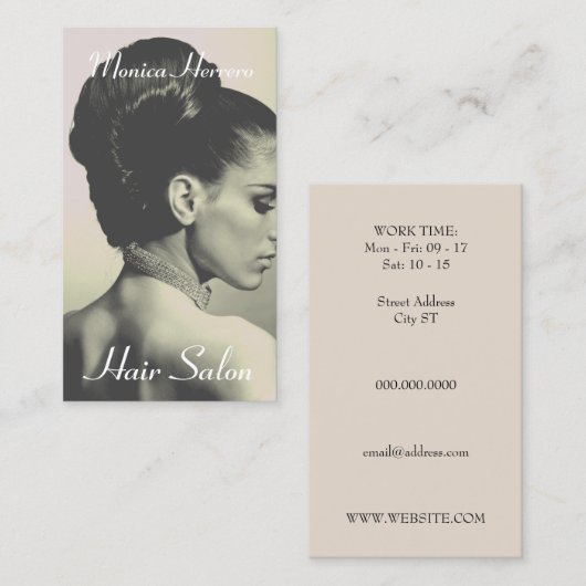 Carte De Visite Coiffure élégante et classe (Devant / Derrière)