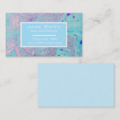 Carte De Visite Coiffure élégante et maquillage rose et bleu affai (Devant / Derrière)