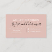 Carte De Visite coiffure élégante typographie marbre rose or parti (Dos)