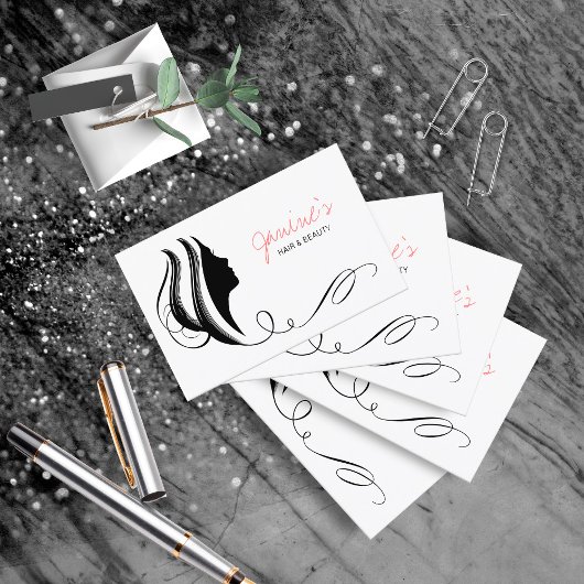 Carte De Visite Coiffure et beauté Silhouette Noir ID873