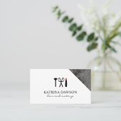 Carte De Visite Coiffure et maquillage Accent de marbre noir (Debout devant)