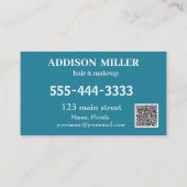 Carte De Visite Coiffure et maquillage de beauté unique et code QR (Dos)