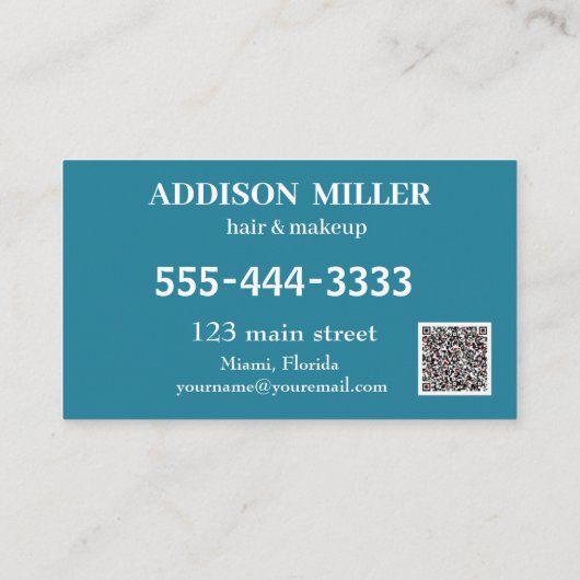 Carte De Visite Coiffure et maquillage de beauté unique et code QR (Dos)