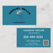 Carte De Visite Coiffure et maquillage de beauté unique et code QR (Devant / Derrière)