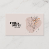 Carte De Visite Coiffure florale féminine Ligne rose Code QR (Devant)