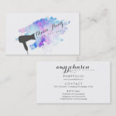 Carte De Visite coiffure moderne bleu grunge chic bar à sec (Devant / Derrière)