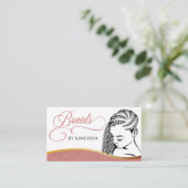 Carte De Visite Coiffure moderne rose et blanc Braiing Salon Busin (Debout devant)