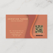 Carte De Visite Coiffure orange moderne et code Qr beauté (Dos)