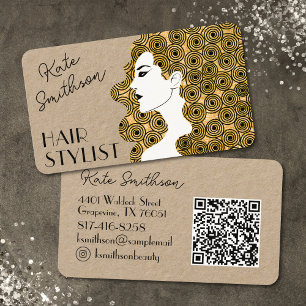 Carte De Visite Coiffure personnalisée QR Code et médias sociaux