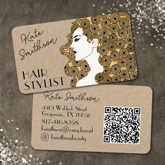 Carte De Visite Coiffure personnalisée QR Code et médias sociaux
