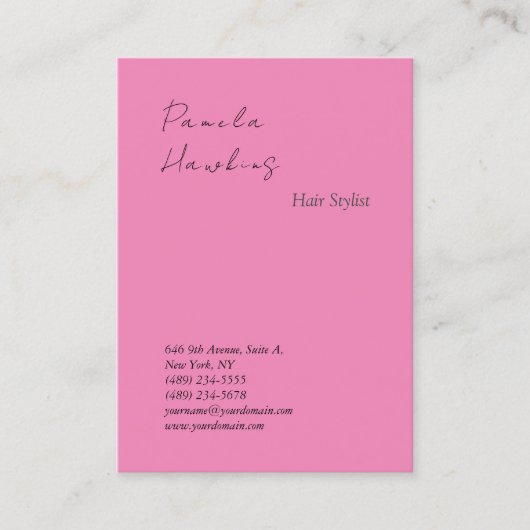 Carte De Visite Coiffure professionnelle sobre rose féminin (Devant)