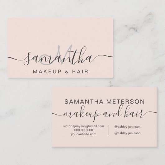Carte De Visite Coiffure rose roux moderne (Devant / Derrière)