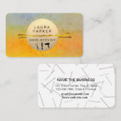 Carte De Visite Coiffure Stylo Artiste Salon Sunset Orange Sky (Devant / Derrière)