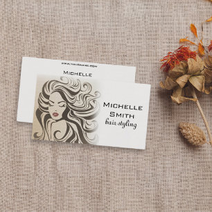Carte De Visite Coiffure Stylo Extensions cheveux bouclés Sepia Re