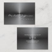 Carte De Visite Coin arrondi Chubby Métallurgique gris argent (Devant / Derrière)