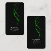 Carte De Visite Coin arrondi Courbes de vert noir élégant moderne (Devant / Derrière)