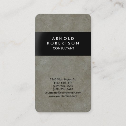 Carte De Visite Coin arrondi Gris Pierre Mur noir élégant (Devant)