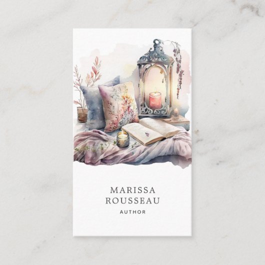 Carte De Visite Coin de lecture de l'aquarelle de l'auteur (Devant)
